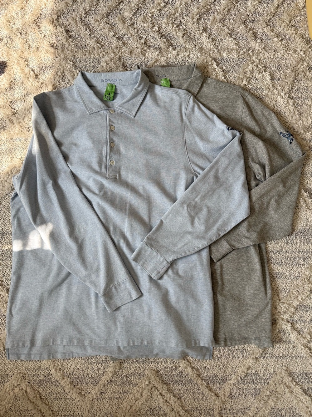 BUNDLE: B. Draddy Long Sleeve Performance Polo Golf Shirts XL